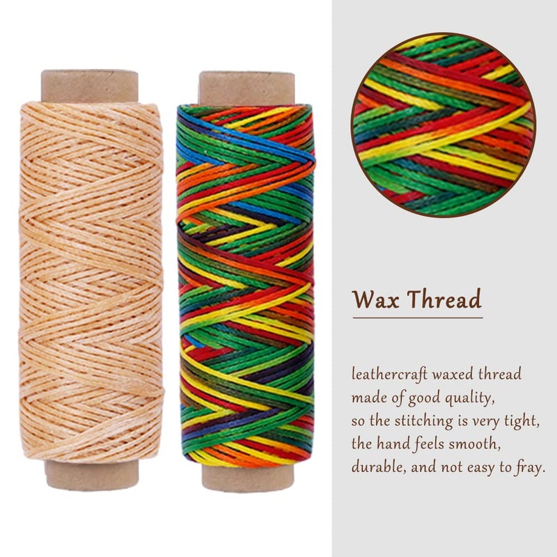 LUNARM Leather Thread 8 Colors, 150D 1mm Waxed Thread Cord for Hand Stitching, Bracelets, Jewelry Making, Bookbinding, Leather Repair - Image 2